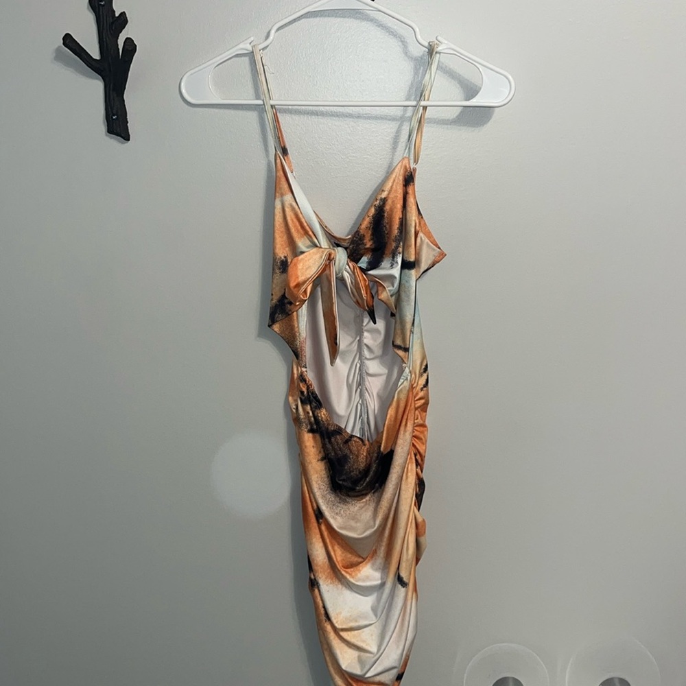 Multicolor, front wrap tie dress